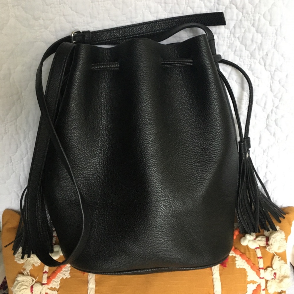 H&M Black Faux Leather Bucket Bag